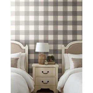 Magnolia Home Joanna Gaines Prepasted Wallpaper 56 sq ft Black White Plaid Check